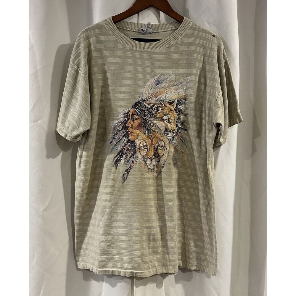 Vintage Jan Taylor‎ Vision Of The Cougar Native American Shirt Size XL